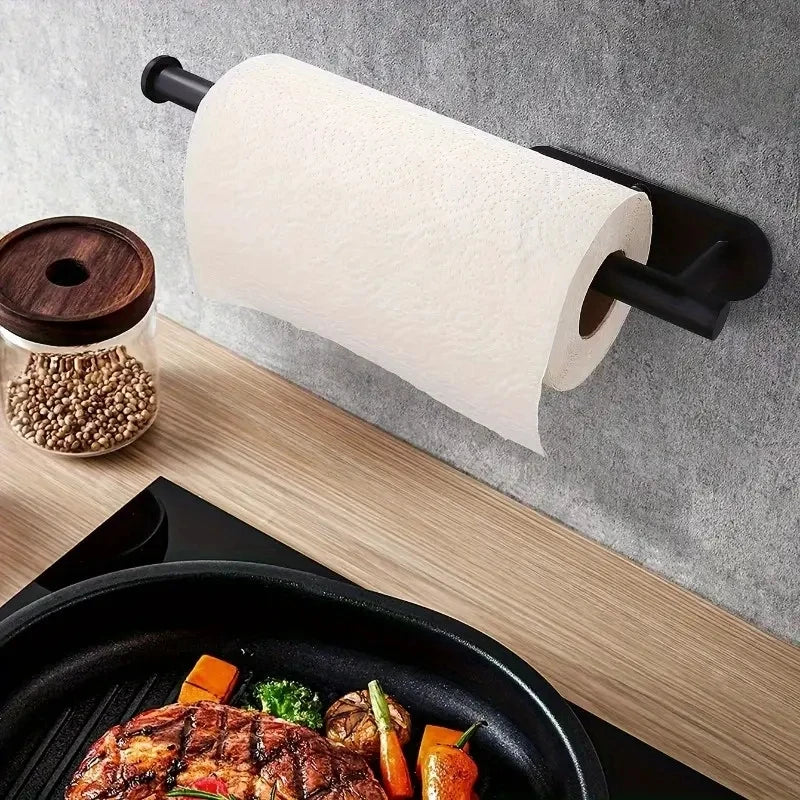 porte rouleau papier toilette adhésif noir mat moderne salle bain cuisine accessoris eponge brosse