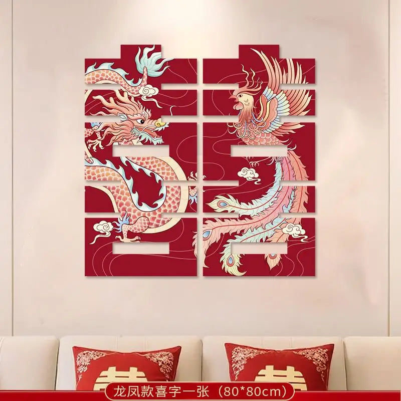 décoration mariage romantique dragon chinois fleurs cerisier papillons symboles traditionnels rouge rose blanc