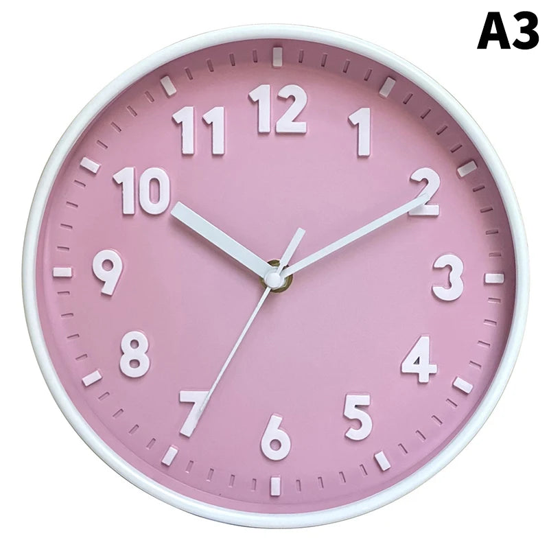 horloge murale moderne bleu clair vert pastel rose pâle jaune violet noir blanc chiffres