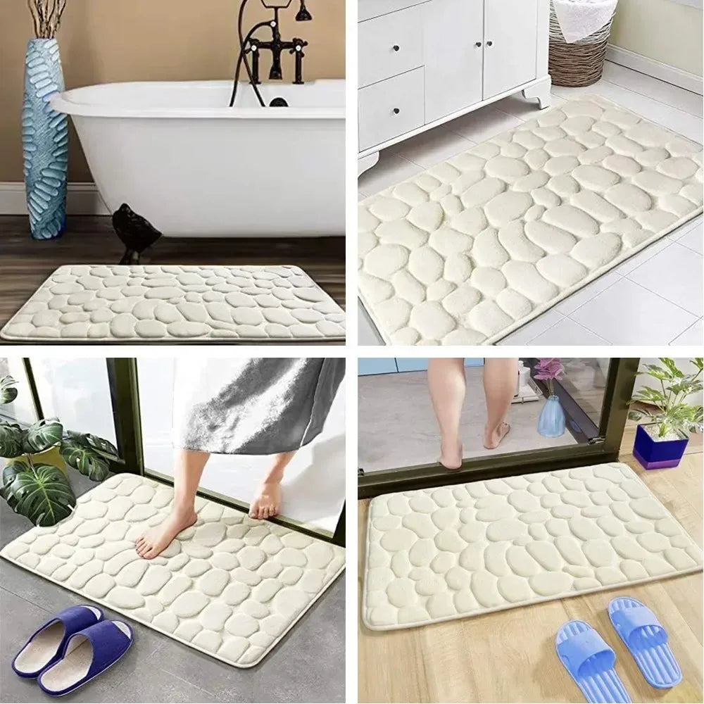 tapis bain antidérapant 3d relief galets moderne salle absorption rapide machine