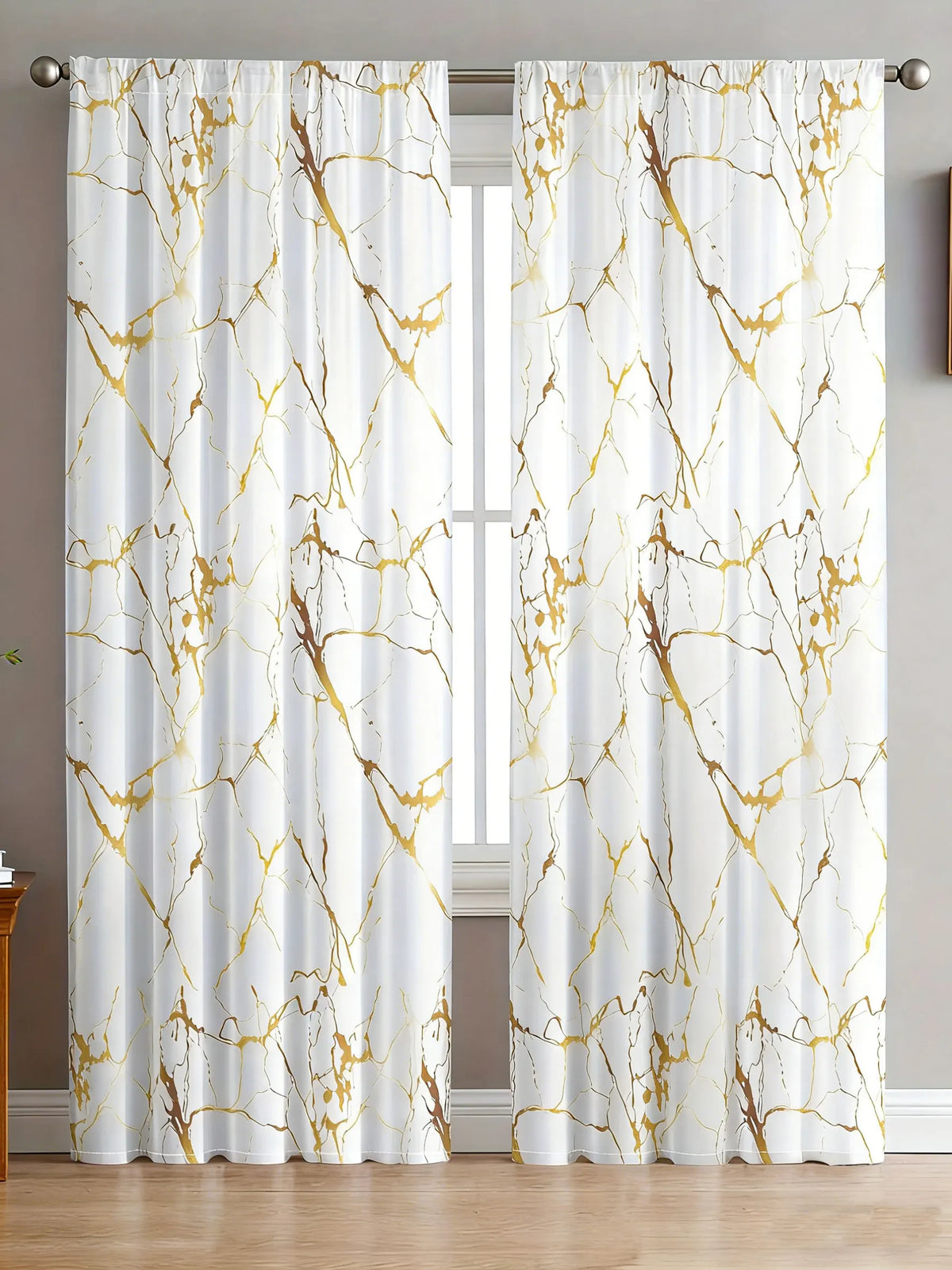 rideau marbré moderne blanc doré 100cm 134cm opaque polyester chambre salon
