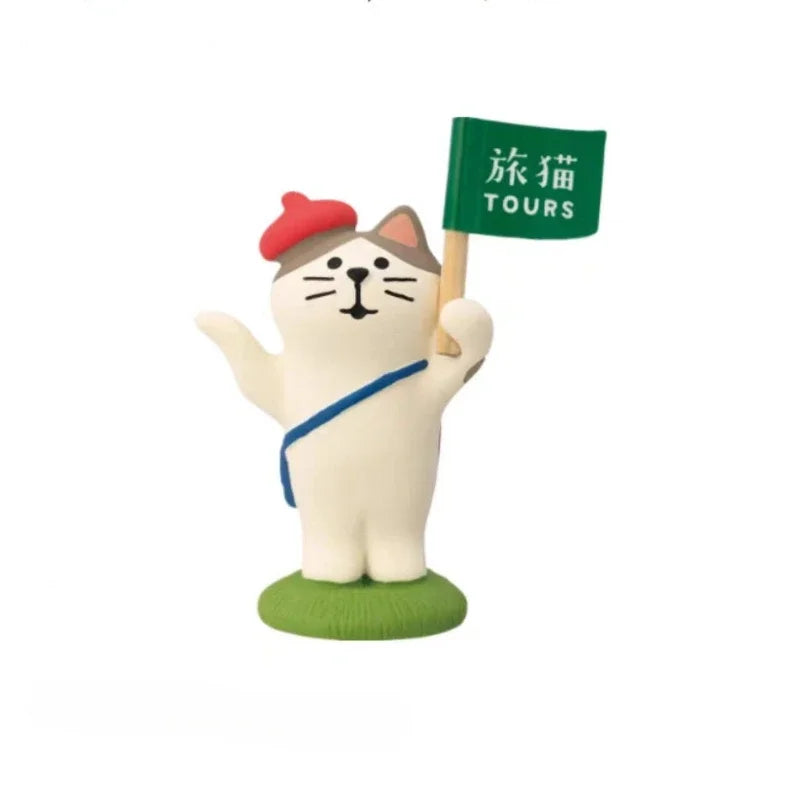statuettes chats japonaises résine collection animaux décor cartoon traditionnels expressions faciales accessoires