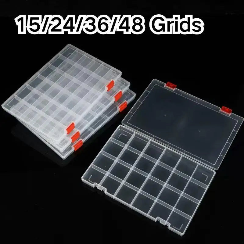 boîtes bijoux transparentes modernes compartiments clips fixation 15 24 36 48 grids rangement pratique