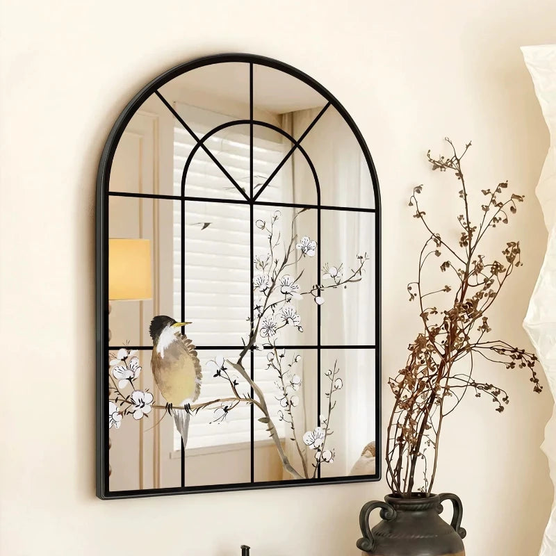 miroir mural noir branches fleuries oiseaux classique suspendu opaque 30x40cm 60x80cm 90x120cm