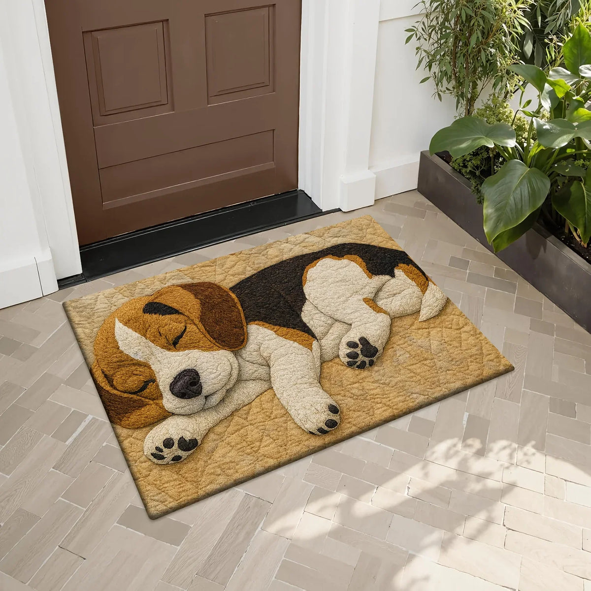 tapis 3d chien endormi moderne imperméable antidérapant polyester entrée sol chambre