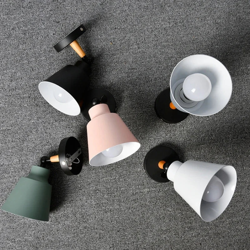 lampe murale moderne led bois métal blanc gris rose vert chambre salon étude entree