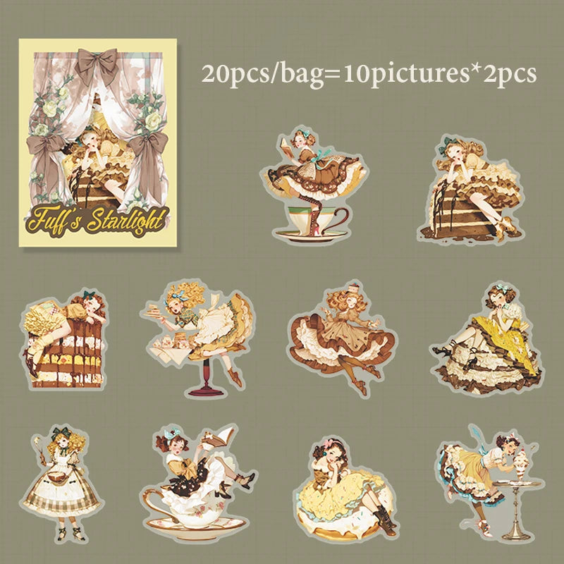 autocollants vintage multicolores personnages illustrations scènes cuisine campagne jardin opaques bricolage scrapbooking
