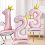 ballon numérique couronne dorée rose métallique brillant anniversaire princesse decoration fête