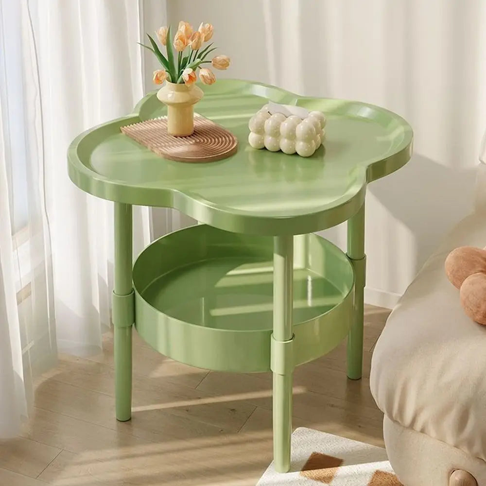 table d'appoint moderne petite table basse double couche plastique blanc vert noir minimaliste