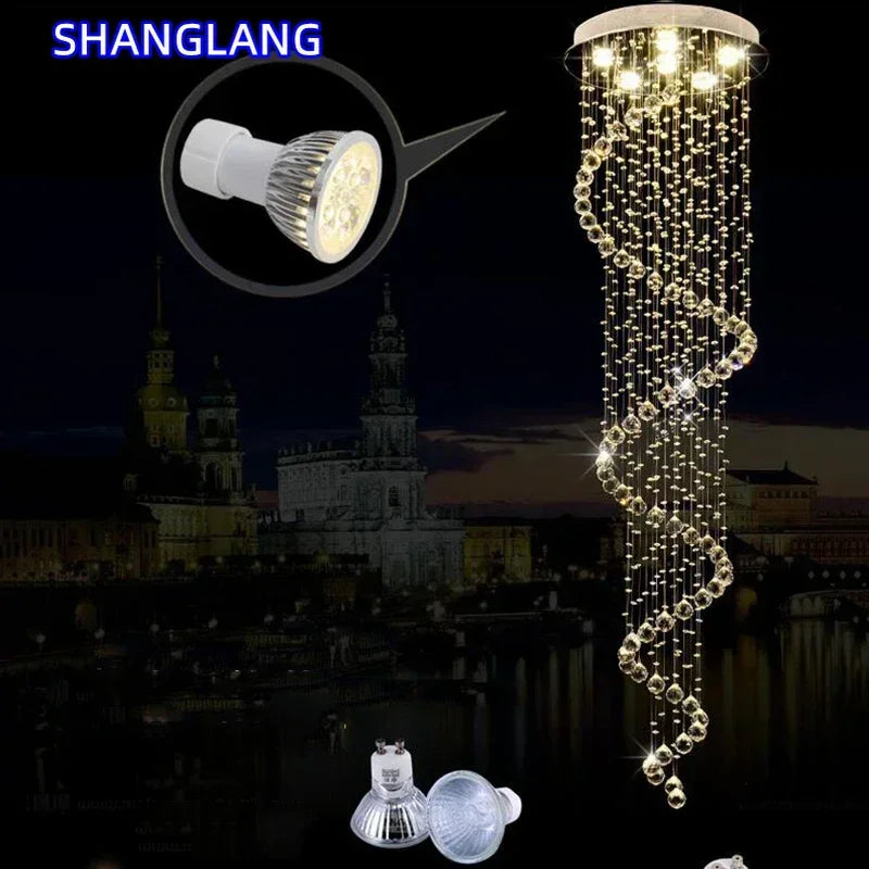 suspension lumineuse moderne transparente cristal argentées géométriques salon salle bain led gu10