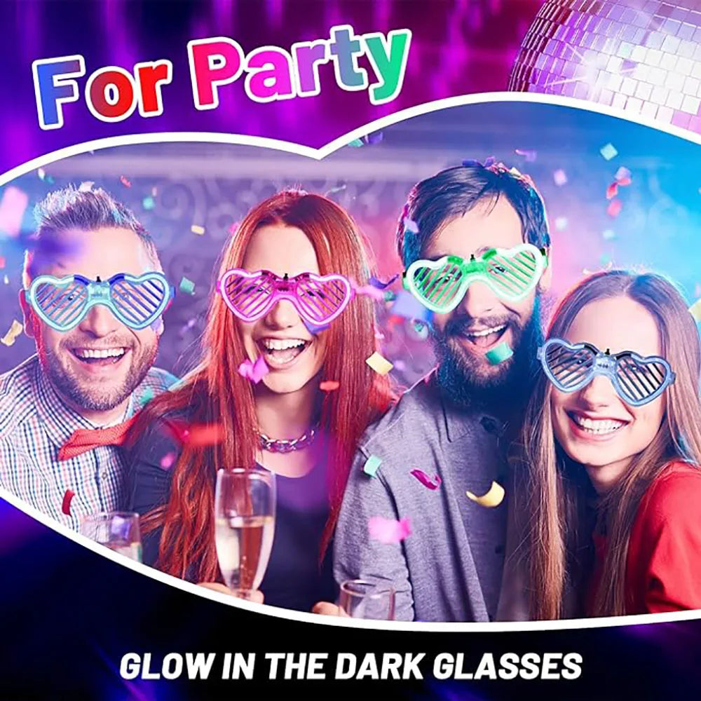 lunettes soleil lumineuses forme coeur rouge rose bleu fête anniversaire mariage