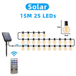 guirlande lumineuse solaire blanc chaud boules transparentes vintage clips autoinstallation led étanches ip65