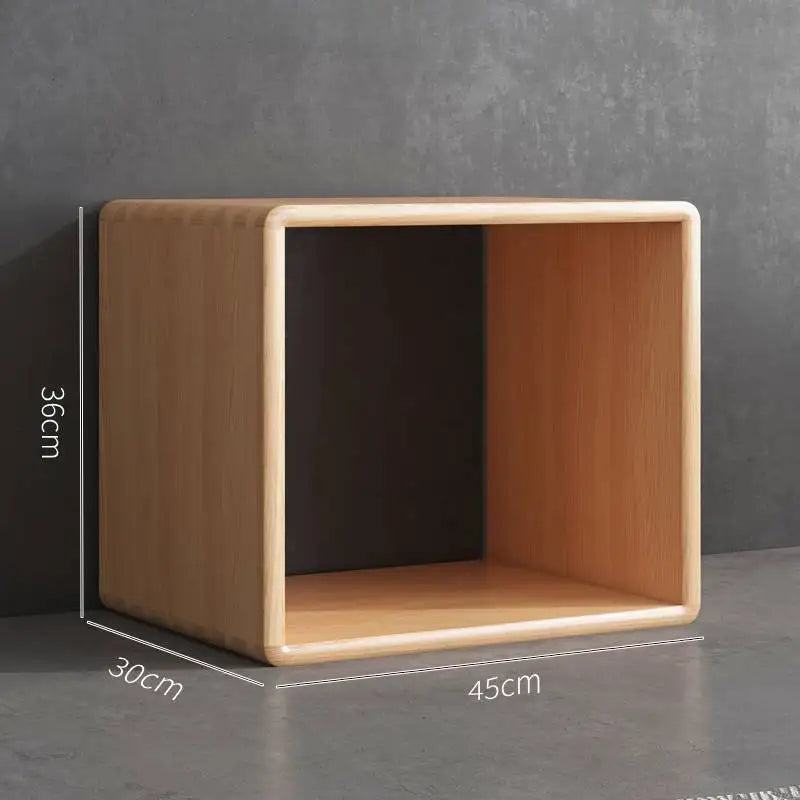 meuble modular bois clair grille moderne poignées vases bougies livres