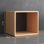 meuble modular bois clair grille moderne poignées vases bougies livres