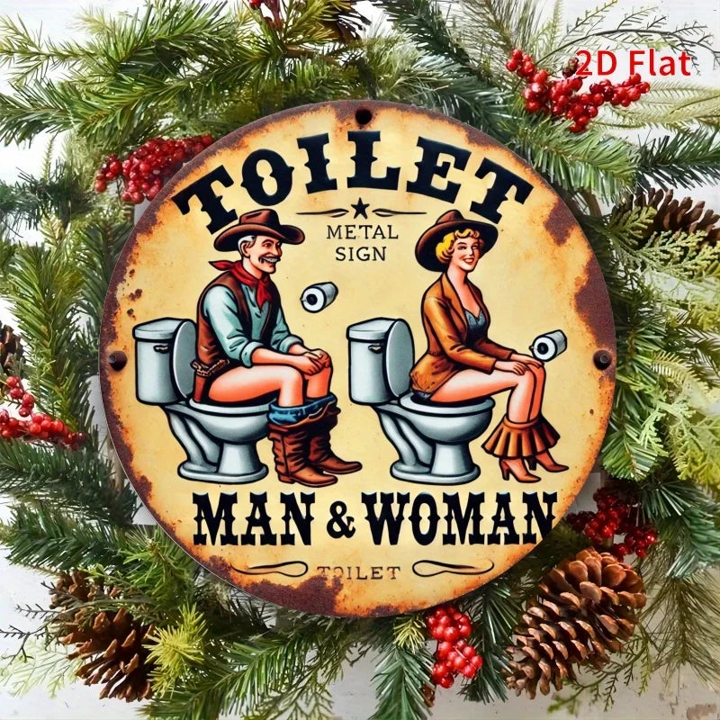 décoration murale vintage plaque métal toilettes homme femme humour écolier anniversaire noël