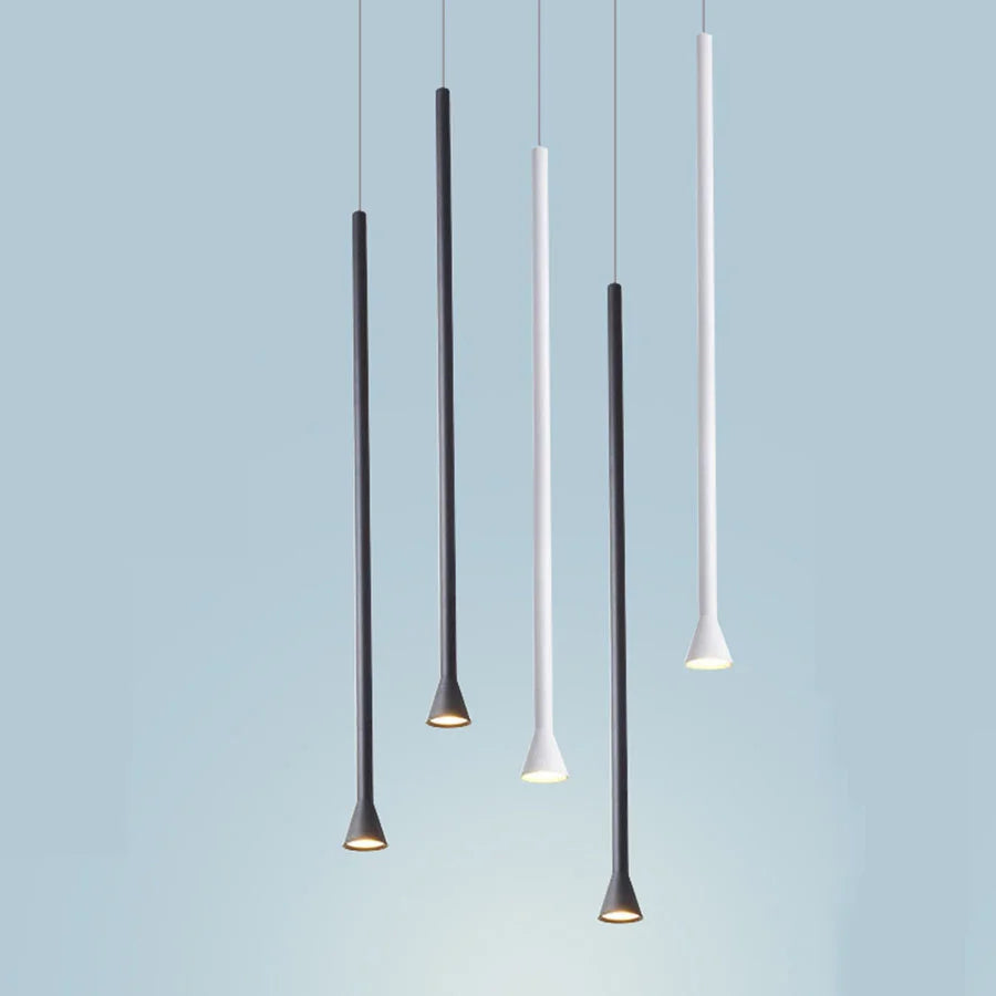 Lampes suspendues modernes cylindriques cloche noir blanc minimaliste chambre salon étude