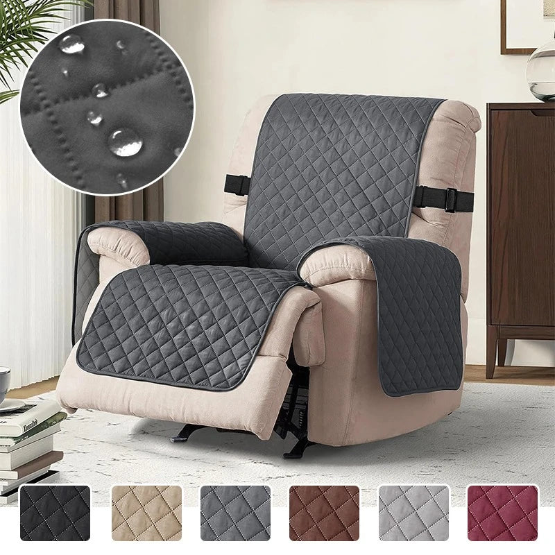 housse fauteuil inclinable gris beige quiltée boucles anti dérapante lavable moderne