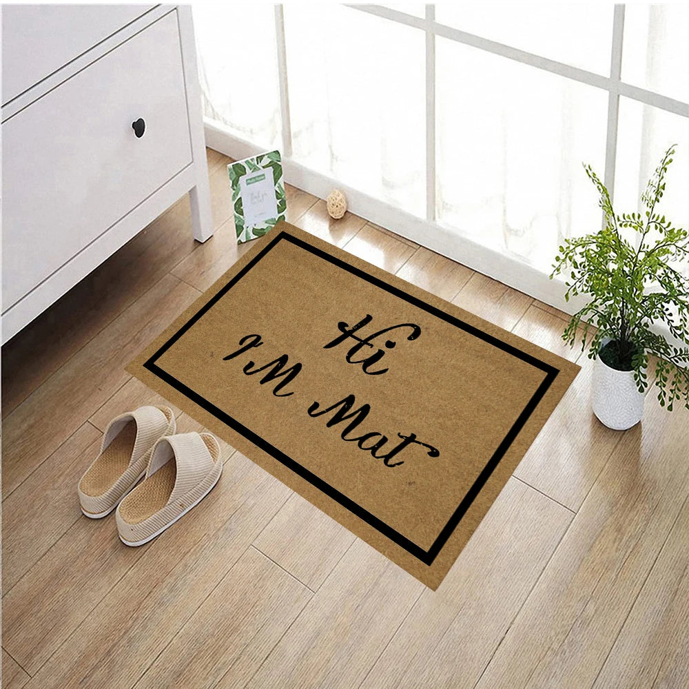 tapis d'entrée marron clair lettrage moderne antidérapant résistant extérieur
