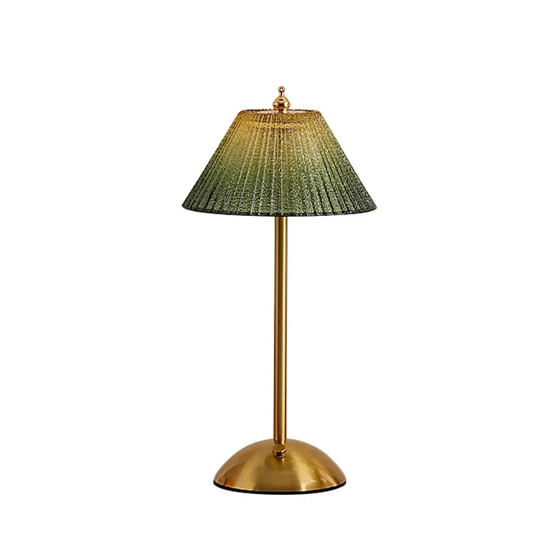 lampe table classique or tissu vert franges ambre opacité tactile rechargeable chambre coucher ambiance
