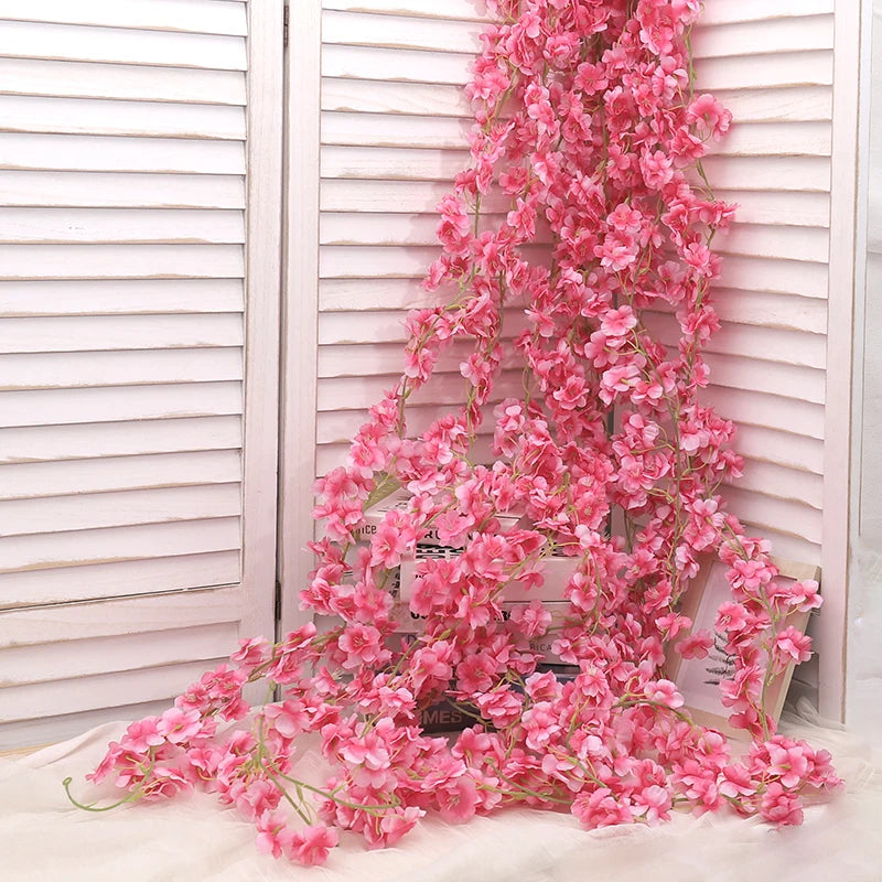 guirlande fleurs artificielles cerises rose clair décor mariage romantiqueintérieur festive