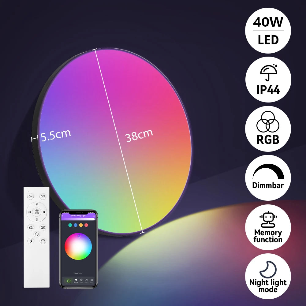 lampe led moderne télécommande blanc motifs géométriques lumière intensité variable