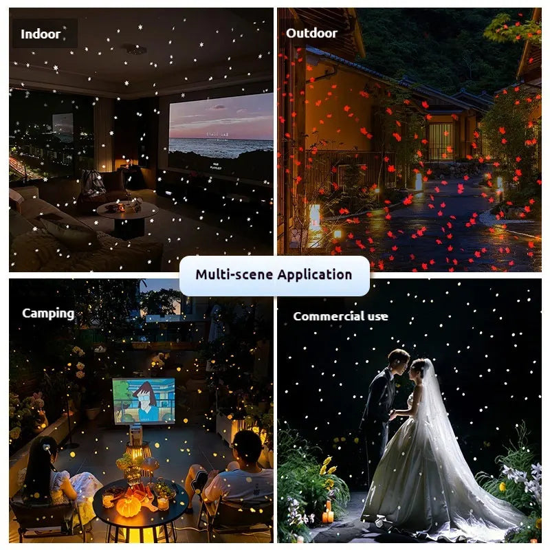 projecteur led portable 12w noir trépied télécommande effet neige lucioles patio fêtes mariage