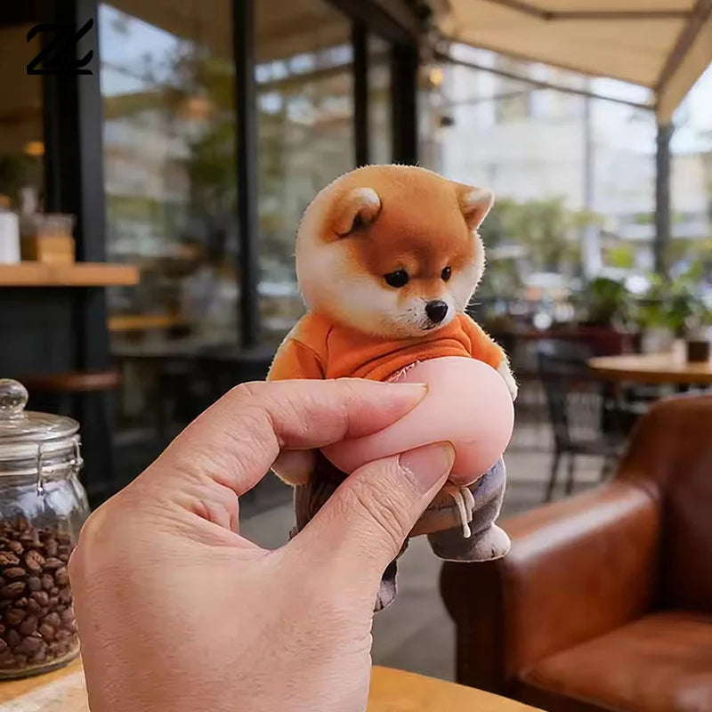figurine chien peluche adhésive cartoon mignonne orange grise blanche décoration téléphone cadeau enfant festival