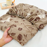 housse matelas coton lin plaid fleurs papillons moderne beige marron blanc double oreillers
