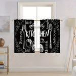 rideau cuisine noir blanc motifs ustensiles vintage semi transparent salon