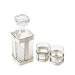 carafe verre couvercle verres whisky porte verres pince glace bleu clair marron élégant classic