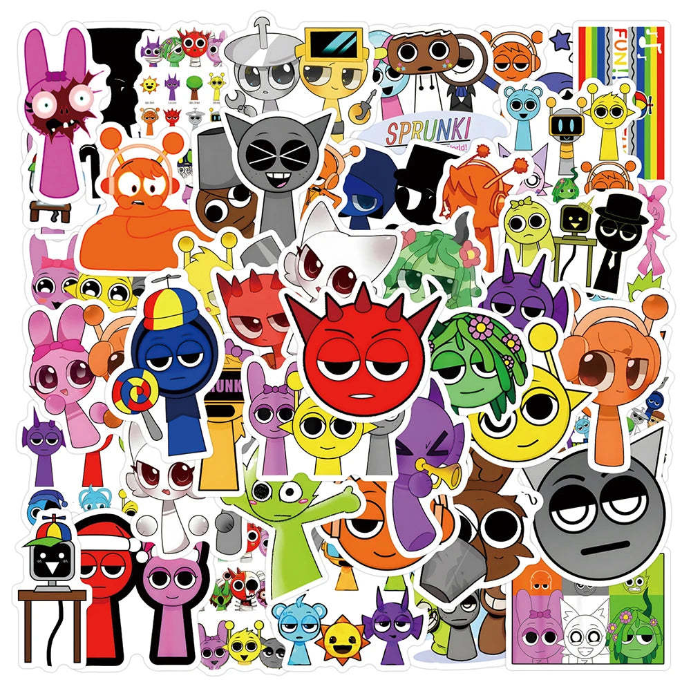 sticker cartoon multicolore personnages dessins animés adhésifs scrapbooking décoration planche roulettes portable