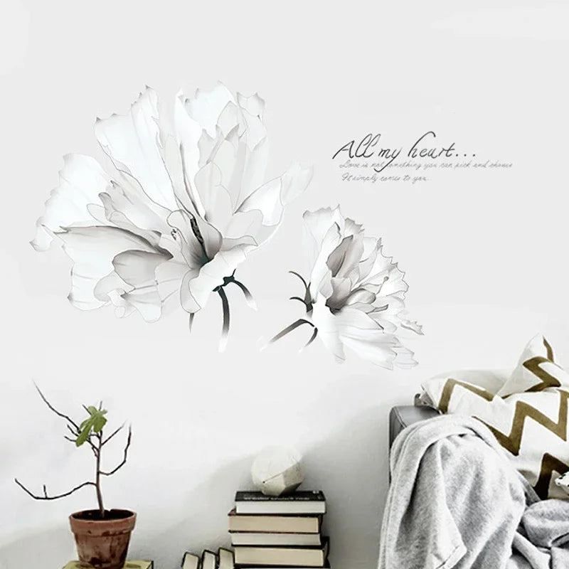 décoration murale stickers fleurs textes moderne romantique intérieur chambre salon