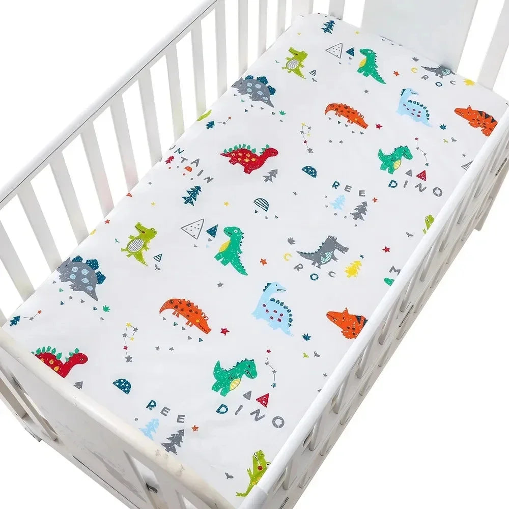 draps housses coton bébé enfant dessins animés fusées étoiles animaux triangles 130x70cm