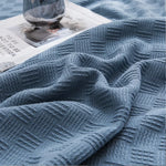 couverture coton rayures horizontales bleu clair légère été moderne grande taille maison simple douce