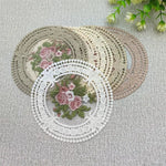 serviette table vintage broderie florale dentelle beige clair classique romantique respectueux environnement table élégante