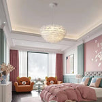 lampe suspendue moderne plumes blanc salon chambre coucher lumière intérieure décoration maison