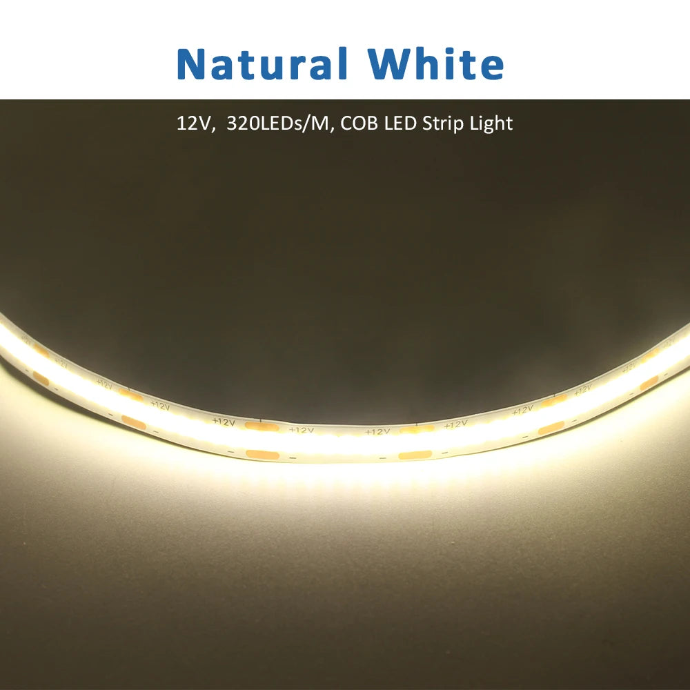 ruban led coB 5m 12v blanc chaud froid rouge vert bleu clips modernes