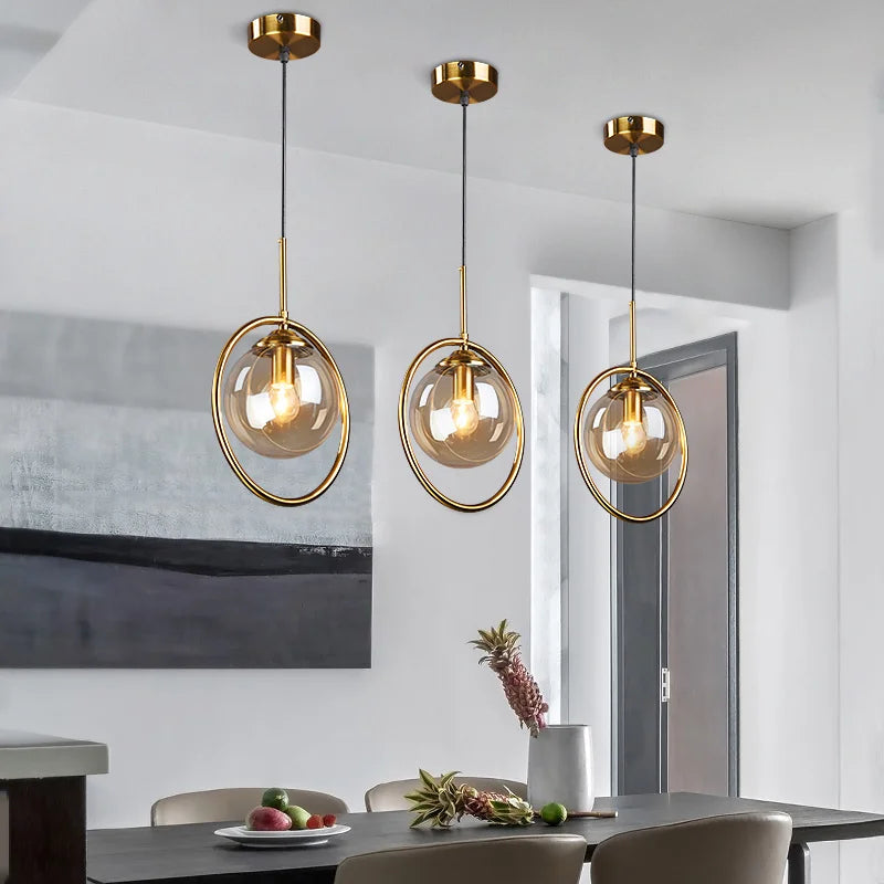 suspension or transparent moderne lampe pendentif verre boule chambre salon étude hall