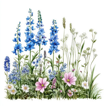 autocollant mural fleurs sauvage rose bleu vert décoration salle bain vinyle adhésif amovible