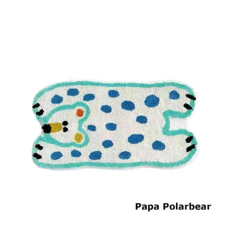 tapis moderne imperméable résistant animaux créatif léopard hippopotame chambre bleu blanc vert noir jaune