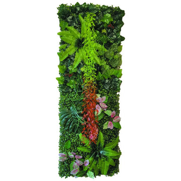 panneau mural plante artificielle herbe feuilles fleurs vert rose rouge naturel extérieur décoration maison