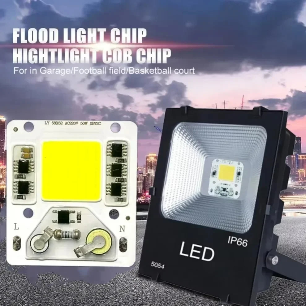 ampoule led cob 50w ac 220v blanc jaune rouge extérieure spotlight technologie circuits imprimés