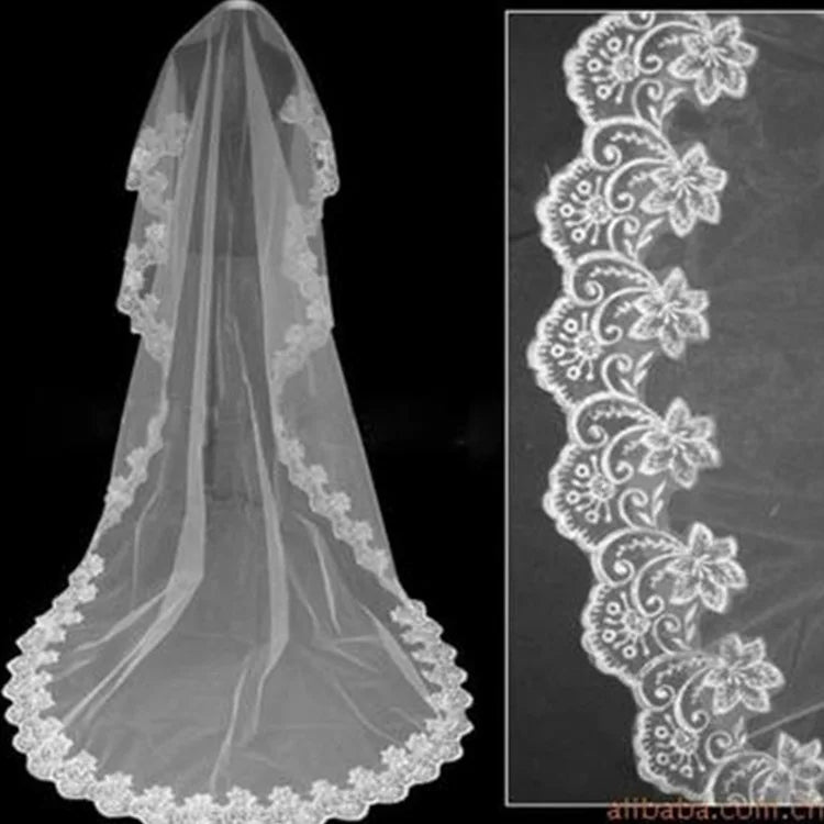 voile mariée classique broderie florale tulle blanc translucide femme adulte