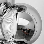 Sculpture décorative moderne or argent sphères polies métal base noire minimaliste