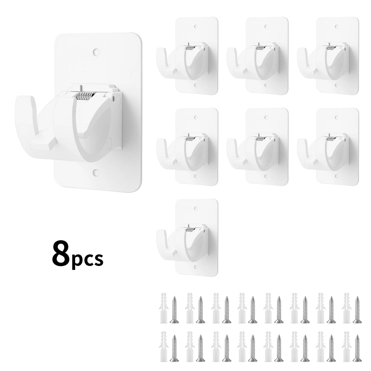 crochet mural adhésif blanc moderne 4pcs 8vis 8tiges fixations rideaux douceur