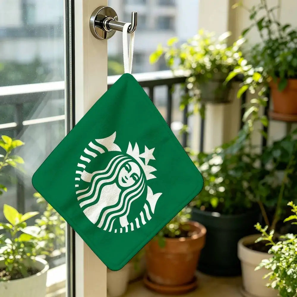 sac main vert logo starbucks blanc anneau métallique moderne polyvalent durable polyester Jacquard