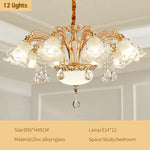 lustre doré cristal fleurs classique baroque salon encastrée led 2000lm 82000lm