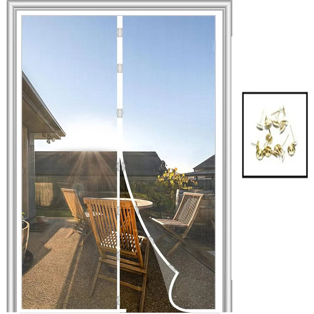 rideau moustiquaire porte blanc noir maille fine clips magnétiques autofermeture moderne