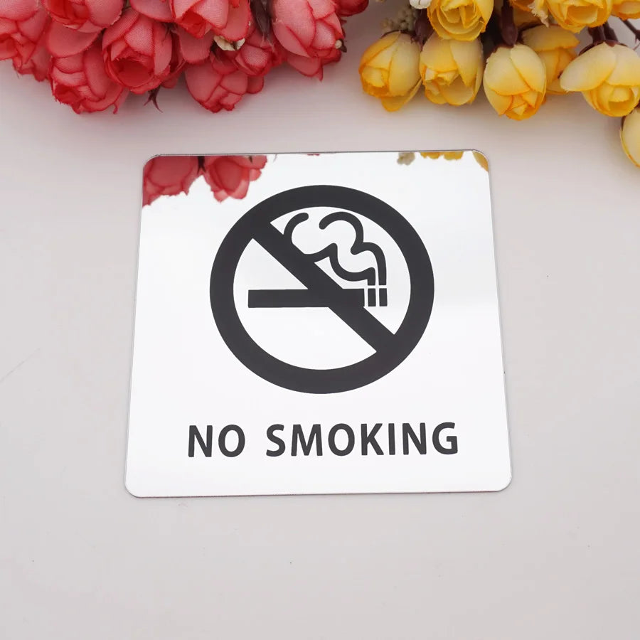 autocollant no smoking or gold symbole anti tabac adhésif carré moderne 10cm or noir