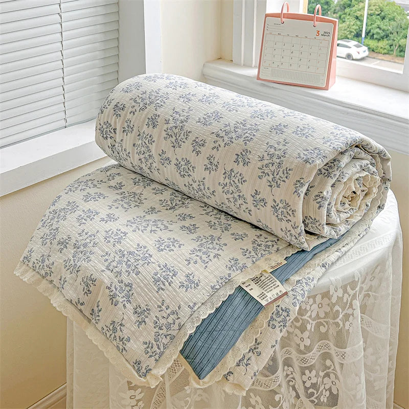 couette d'été imprimée floral vintage polyestère douce maison laver machine